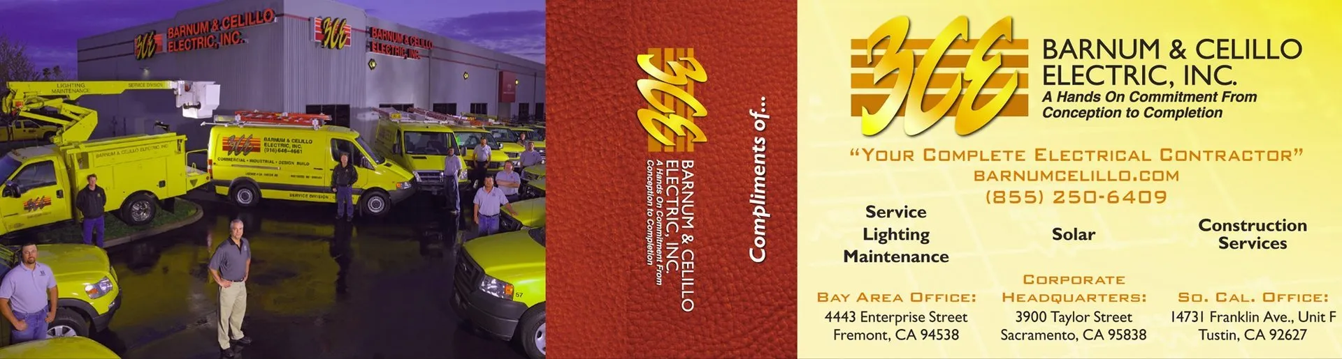 Custom corporate flipbook cover for Barnum Celillo