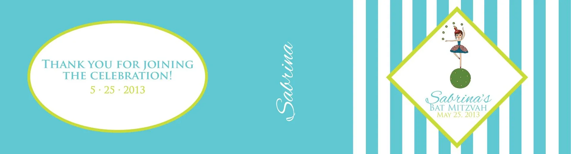 Custom mitzvah flipbook cover for Sabrina's celebration