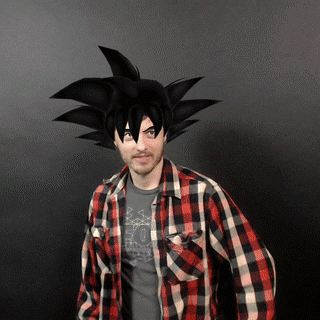 An augmented reality photo booth GIF of a guest with a digital wig