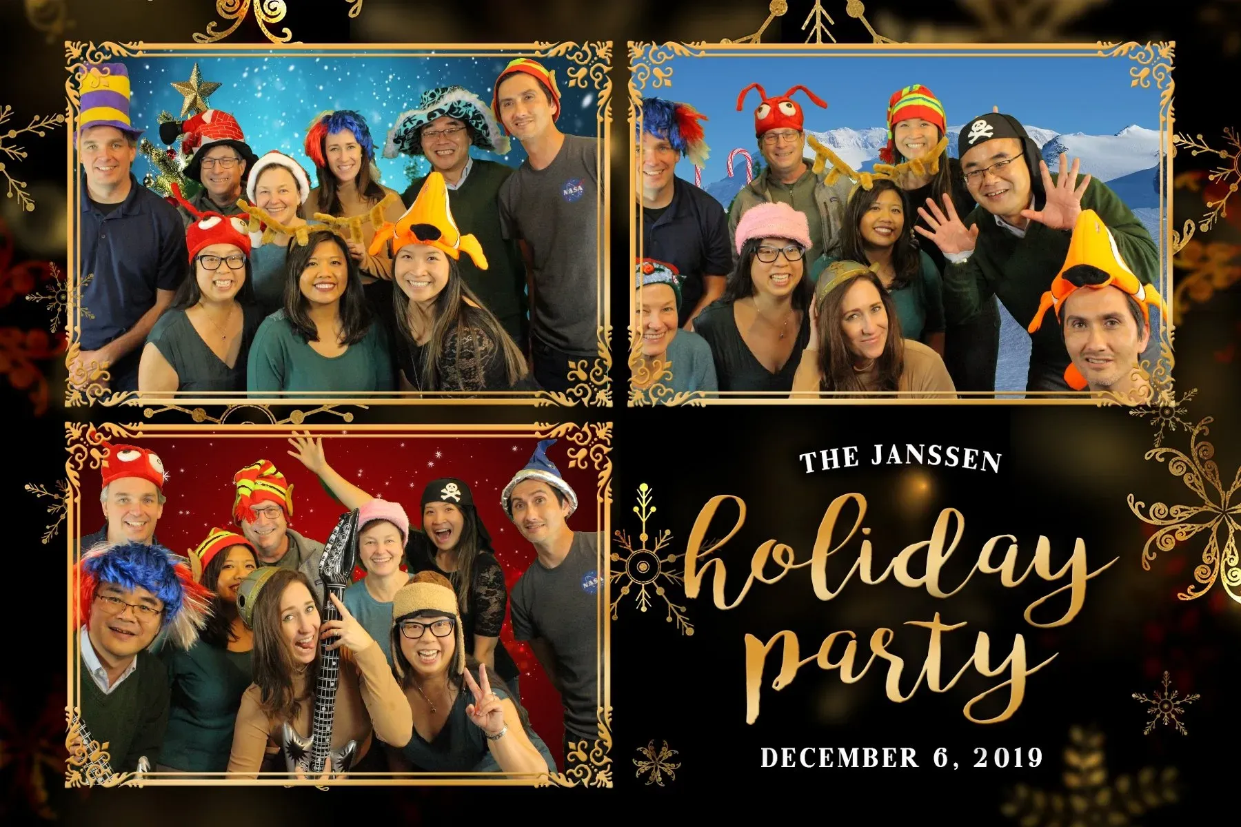 Holiday party guests with custom Christmas flipbooks