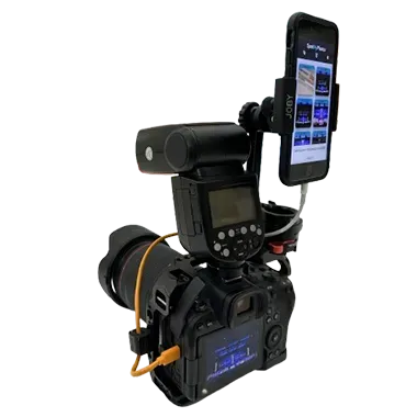 SpotMyPhotos roaming camera setup delivering real-time guest galleries